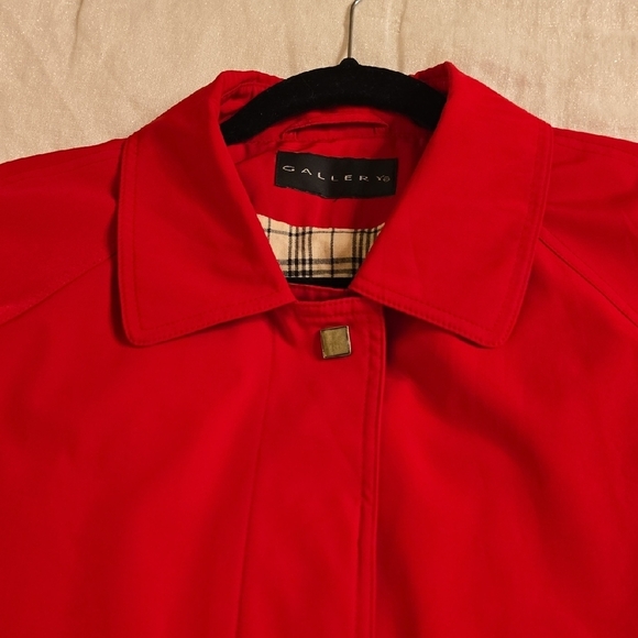 Gallery Red Trench Coat Tailored Elegance Rain Coat - Picture 13 of 13